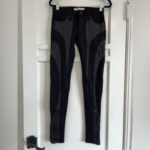 Size 23 Frankie B skinny jeans with faux leather design